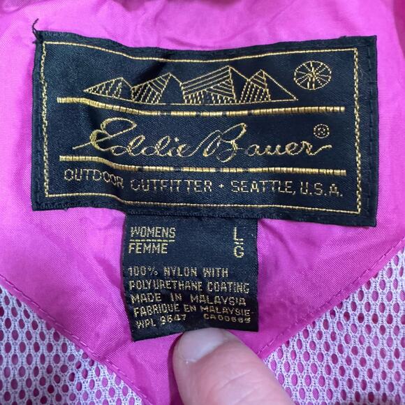Vintage Eddie Bauer Pink Windbreaker Jacket. Vibrant Pink. Womens Large. - Picture 4 of 8
